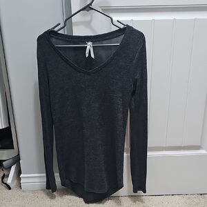 Asymetrical Small Women's Charcoal Long Sleeve Top